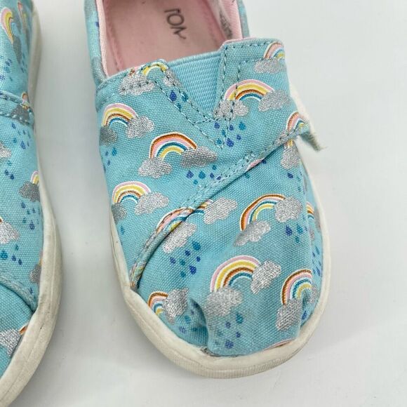 TOMS Kids Alpargata Weather Slip-On Shoes – Blue Rainbow Print – Size 10 - Picture 4 of 13